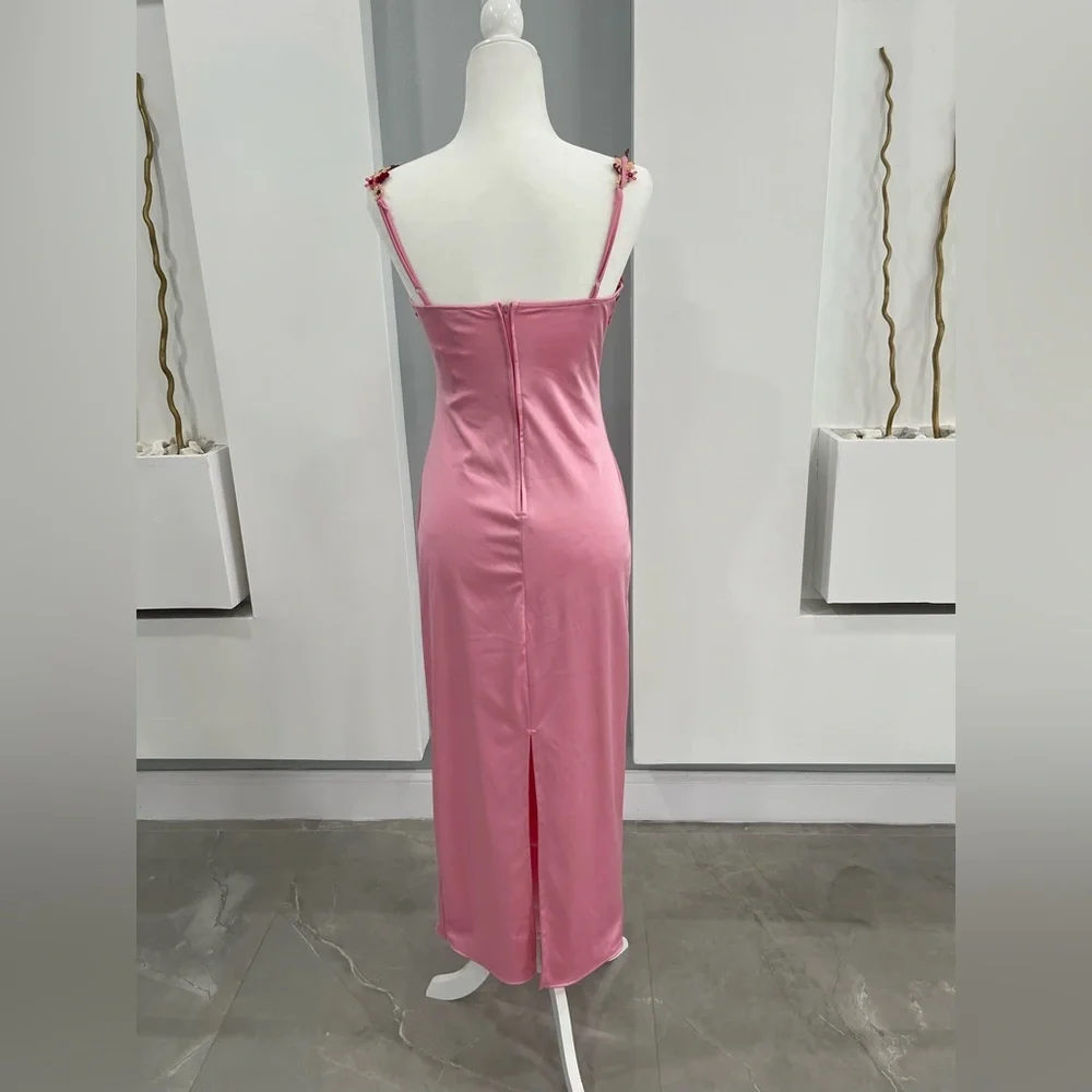 B Darlin Pink Floral Satin Gown